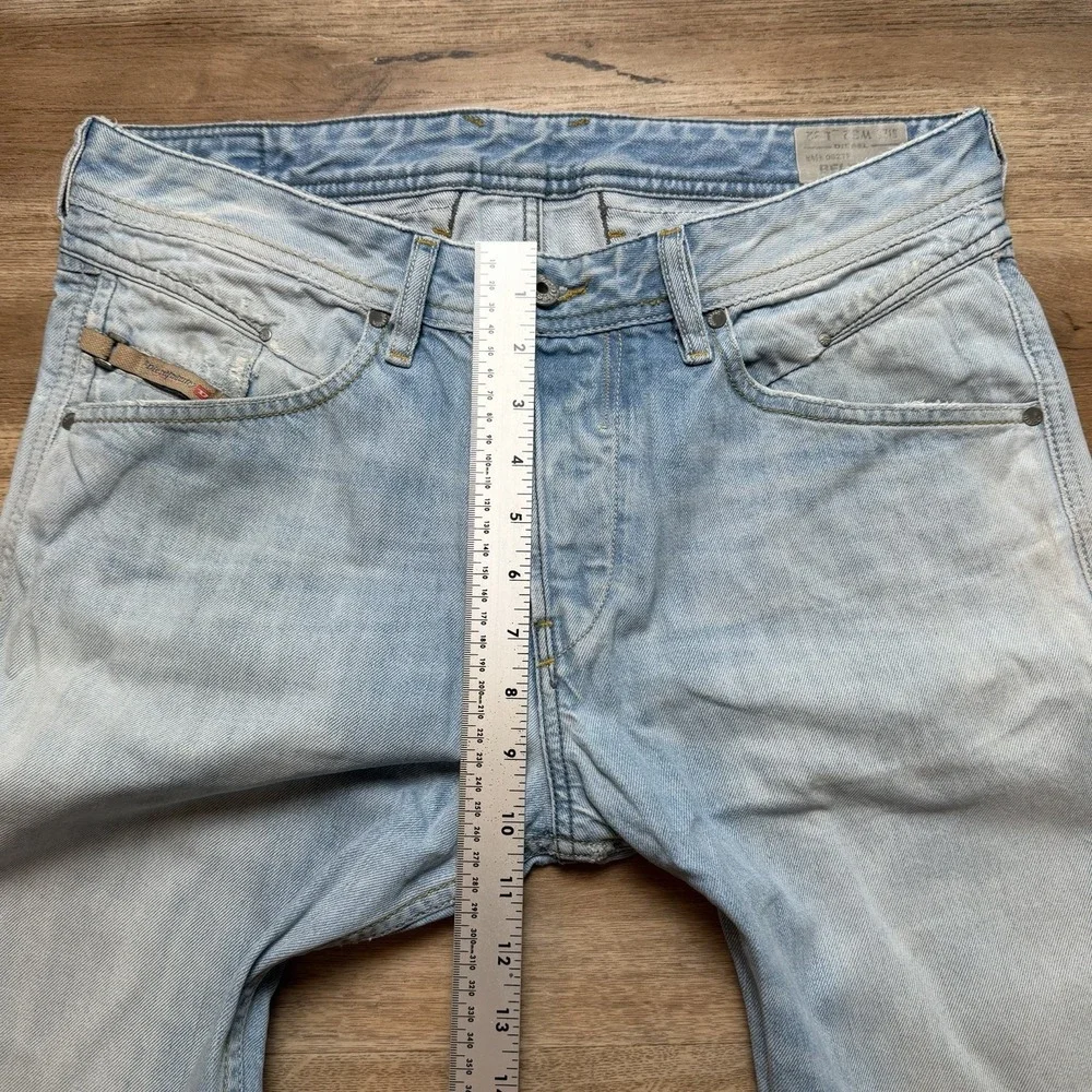 Diesel Belther Jeans Men 32x32 Blue Slim Tapered Light Wash Distress Fade 0827F
